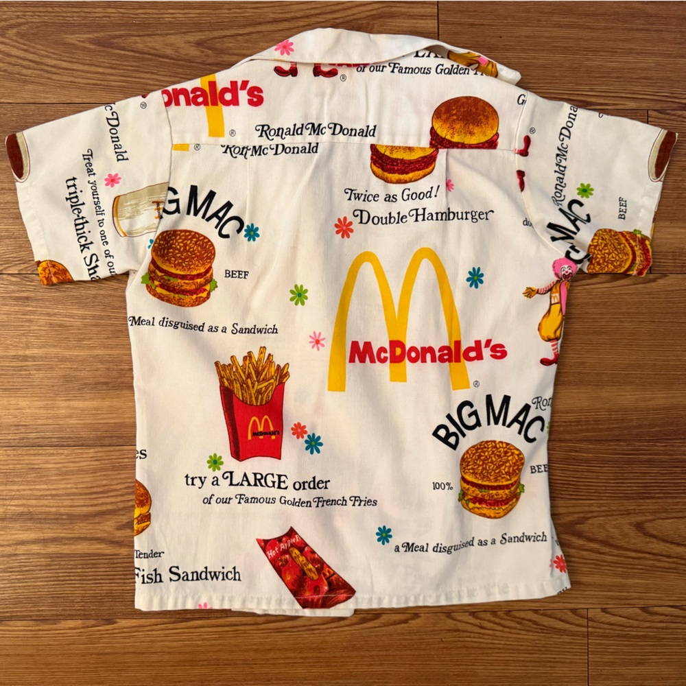 White McDonald’s Print Button-Down Shirt - Picture 2 of 5